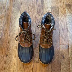 Brown and Black Duck Boots - Size 7